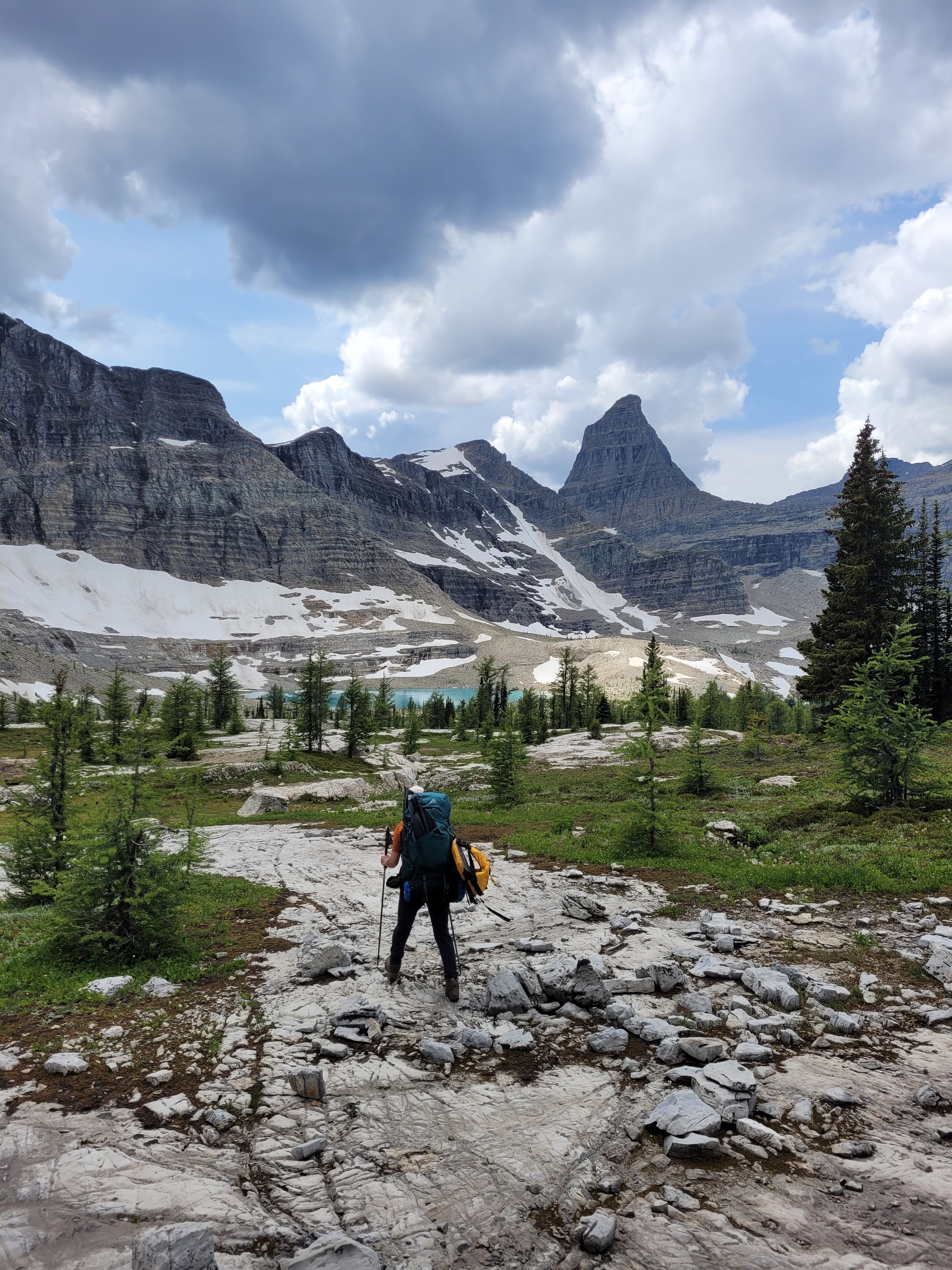 A hiker heading towards Talus Lake.