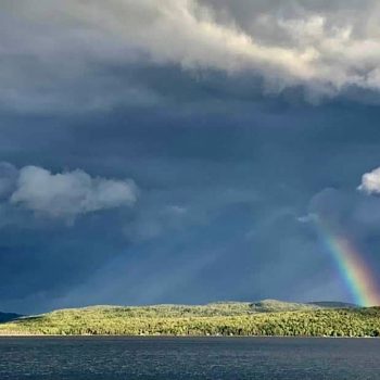 Watching the rain and rainbow 🌈.