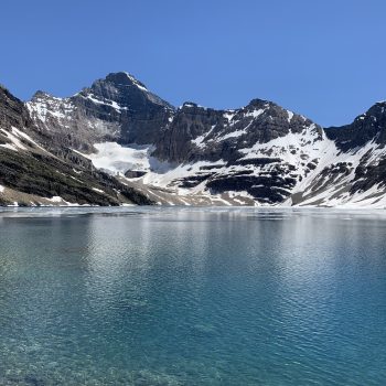 Beautiful Lake McArthur from the Lake O’hara hiking trail. Ice is almost melted.