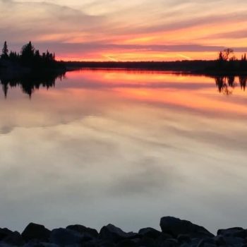 A beautiful summer evening gave us this gorgeous sunset reflected in the calm waters of Otter Falls.