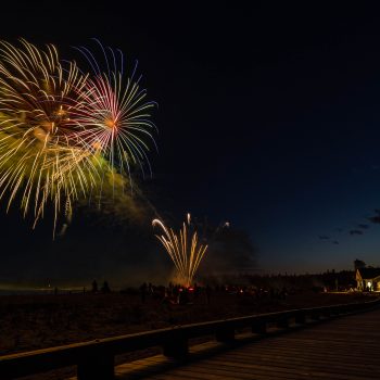 July 1, 2022 fireworks on the beach near Terrace Bay, Ontario.