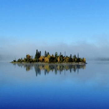 This is a photo of one of the many islands on Jan Lake. This island is called Dog Island.