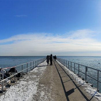 Winter day at Mississauga Waterfront Harbour, Lake Ontario.