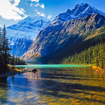 Early morning, late fall with Mt Edith Cavell as a backdrop.