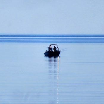 Two fisherman enjoying a clear, calm morning on Georgian Bay.