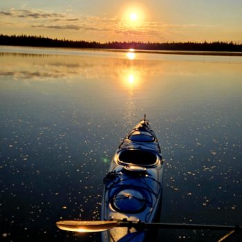 Reflecting on a sunrise.