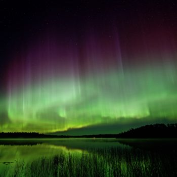 Aurora over Belle Lake, Ontario.