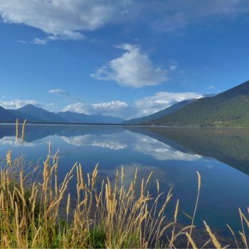 A beautiful, calm day on the shore of Duck Lake. This lake is known for its small mouth bass fishing as well as being part of a provincial protected wetland.