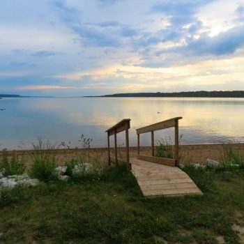 Early morning calm on Wiarton's waterfront, the same day a destructive storm swept through the area.