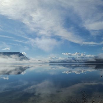 Last moments of morning fog on Shuswap Lake.