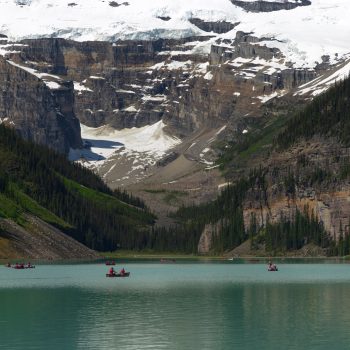 Boaters enjoying Lake Louise.