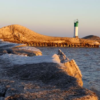 PORT BRUCE IN THE SUNSET OF ITS GLORY IN THE WINTER.