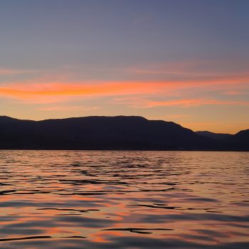 Sunset photo taken off of a boat just out from Sarsons Beach in Kelowna, BC